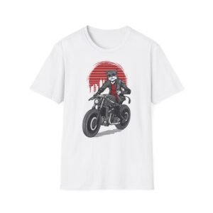 Cool Cat Biker T-Shirt - Unisex Softstyle Tee for Animal Lovers